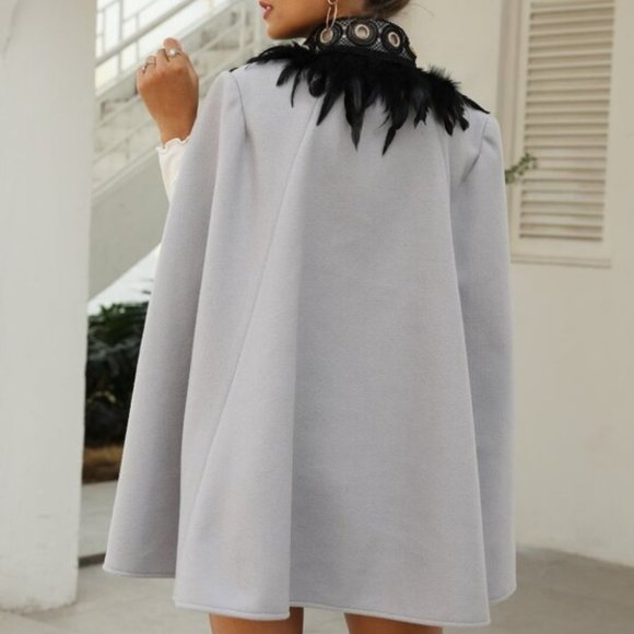 GLAM Feather Detailed Cape - Picture 3 of 12